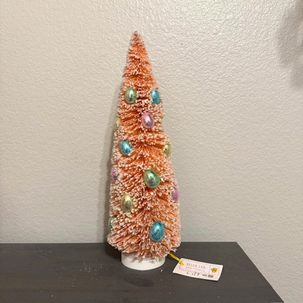 NWT Bella Lux Spring Collection Pink Easter Egg Large Bottle Brush Tree